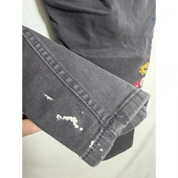 Boden Women's Size 10 Gray Stretch Cotton Floral Embroidered Girlfriend Jeans - Picture 9 of 13